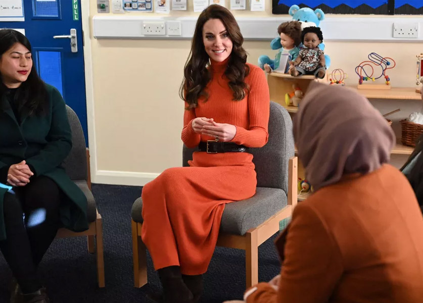 Kate Middleton Appears in an Orange Look