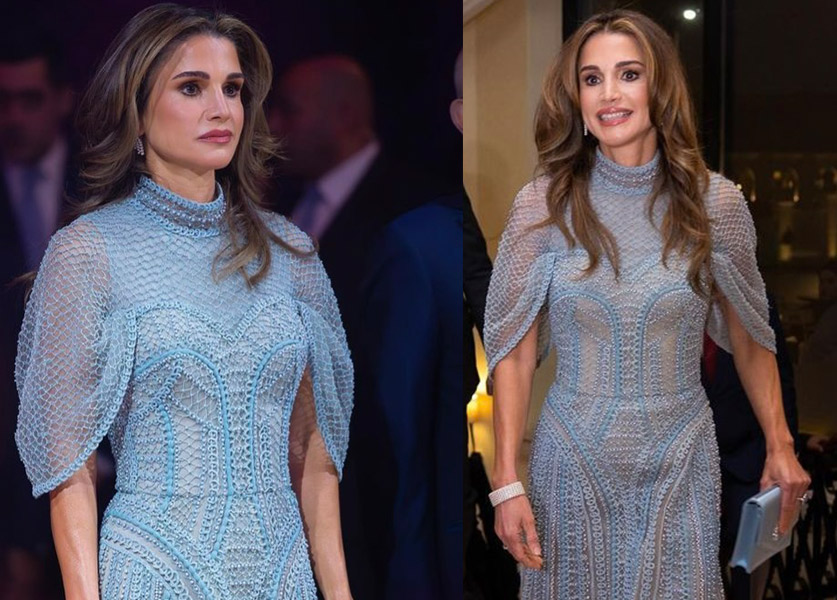 الملكة رانيا تتألّق بفستان أزرق من إيلي صعب