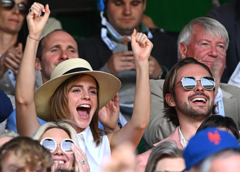 Emma Watson Matching in Pink and White with her Brother