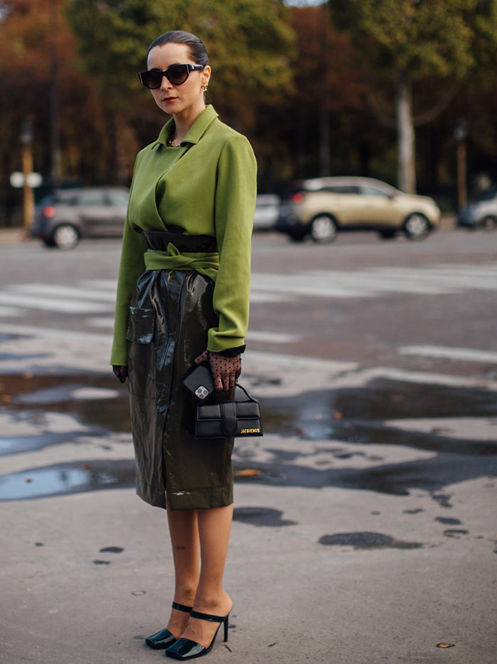 Street Style 2021 Paris Fashion Show Green