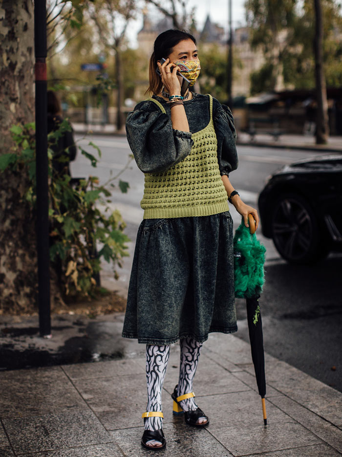 Street Style 2021 Paris Fashion Show Green