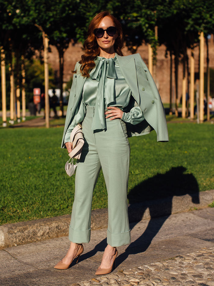 Street Style 2021 Paris Fashion Show Green