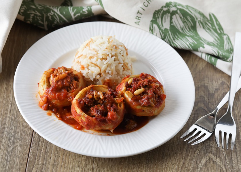 Meat-Stuffed Artichokes with Rice