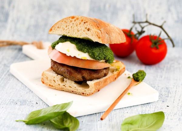 The Italian Caprese burger with Pesto