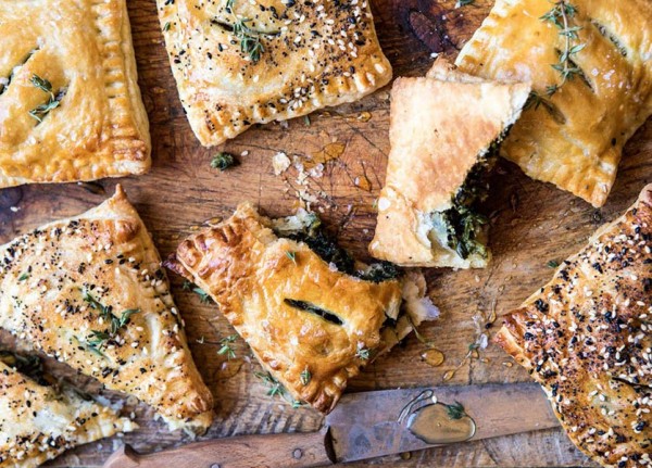 Spinach and cheddar flaky pastries