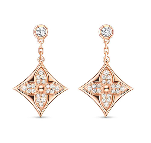 Color Blossom BB Star ear studs pink gold and diamonds, Louis Vuitton