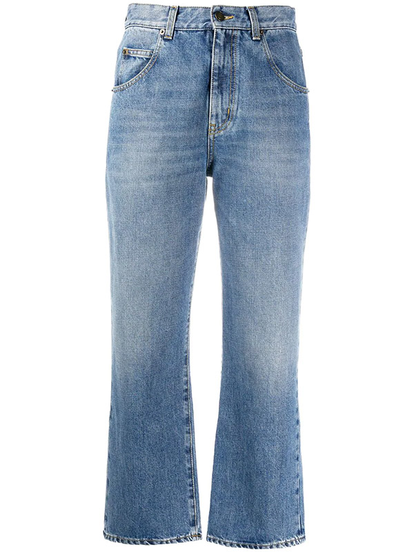 Cropped mid-rise jeans in light blue, Saint Laurent 