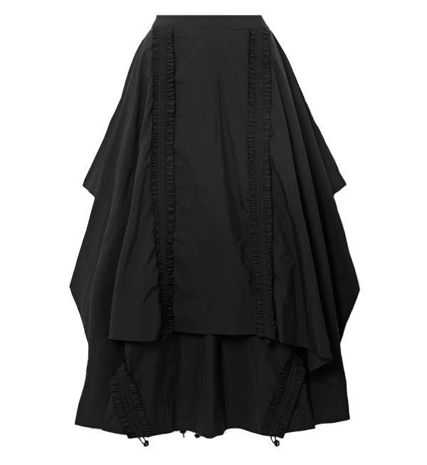 Draped shirred taffeta maxi skirt-Minjukim