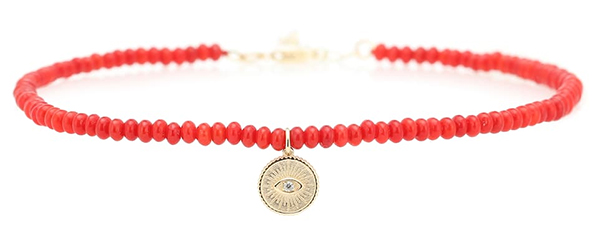 Evil-Eye-coral,-14kt-gold-and-diamond-anklet-–-Sydney-Evan