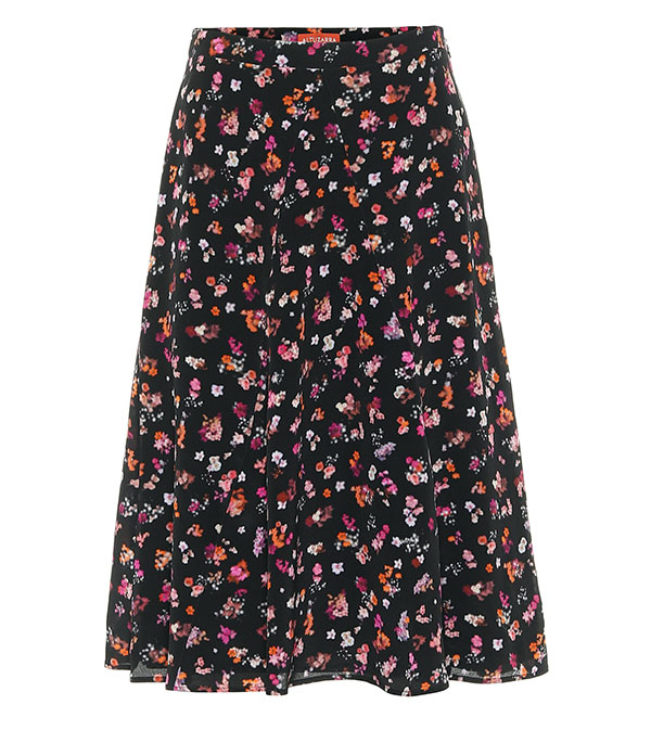 Floral-silk-midi-skirt,-Erdem