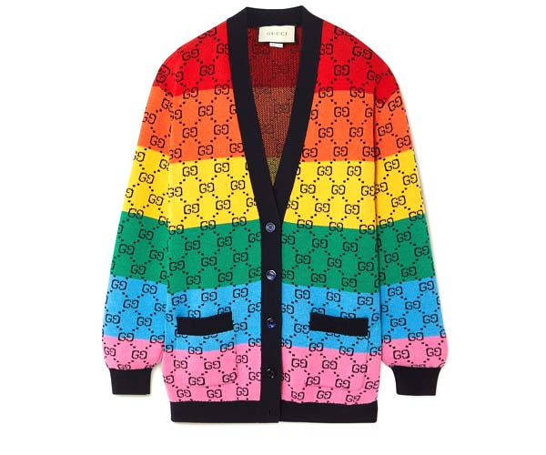 Gucci GG Multicolour striped intarsia wool-blend cardigan