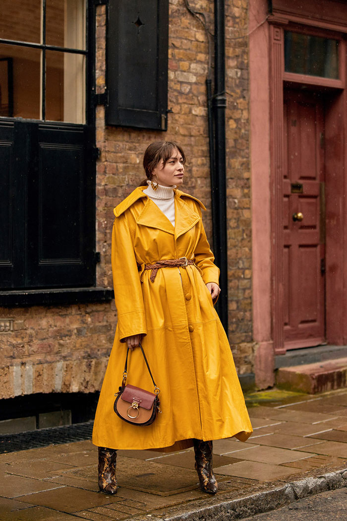 Guest-wearing-yellow-coat-at-London-Fashion-Week-Fall-2020