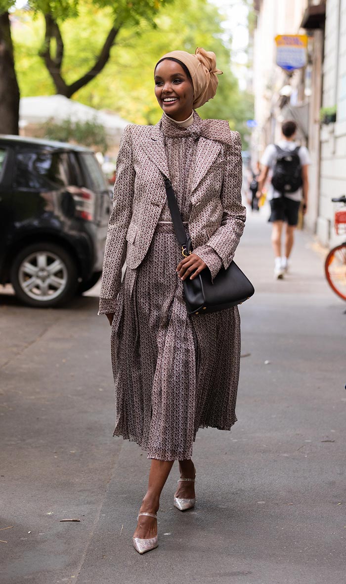 Halima-Aden-midi-dress-and-blazer