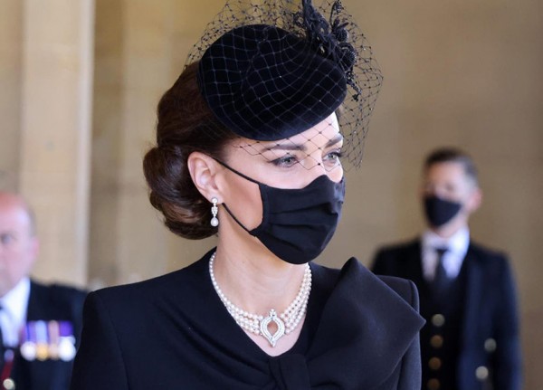 Kate Middleton Wears The Queen’s Pearl Necklace During Prince Philip’s Funeral