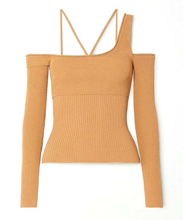 La-Maille-cold-shoulder-ribbed-knit-top-Jacquemus