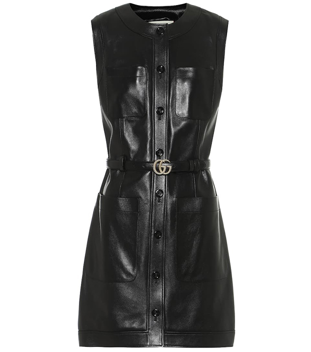 Leather-mini-dress---Gucci