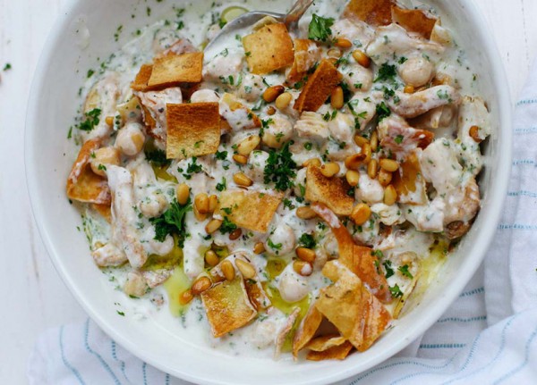 Lebanese chicken fatteh