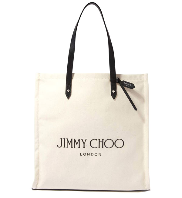 Logo Tote Bag in Canvas with Leather Handles – Jimmy Choo 
