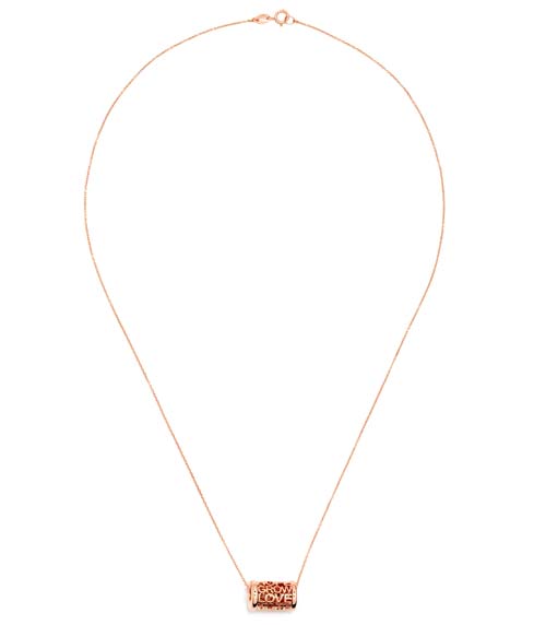 Love, Hope, Grow Barrel Necklace in 14kt Rose Gold – Damas