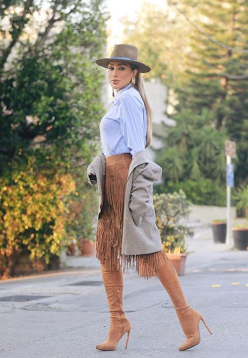 Maya Diab in American Indian twist look