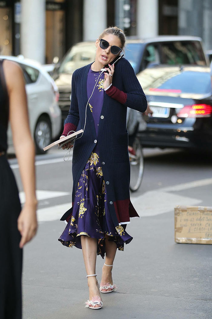 Olivia Palermo wearing a modest midi dress