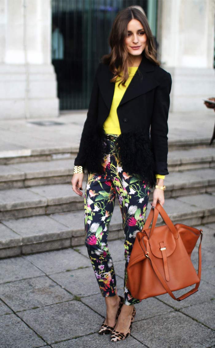 Olivia-Palermo-wearing-floral-print-pants