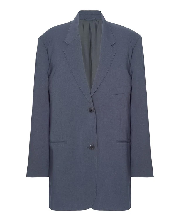 Oversized Straight Blazer Padded Shoulders Notch Lapel, The Frankie Shop