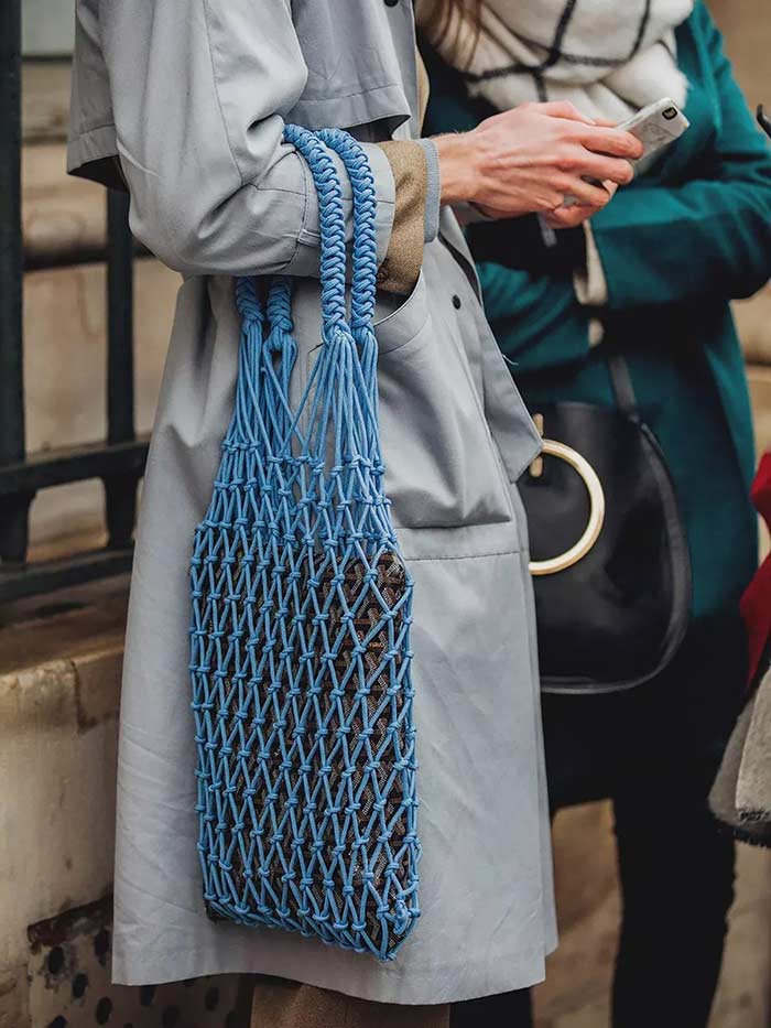Paris Fashion Week Street Style Fishnet Shopper Bag