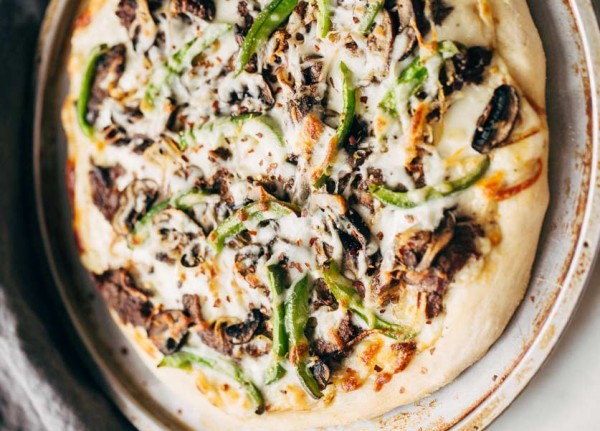 Cheese steak pizza