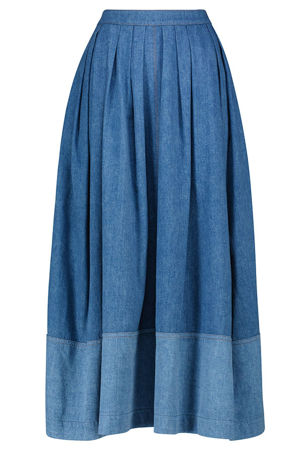 Pleated denim maxi skirt, Chloé