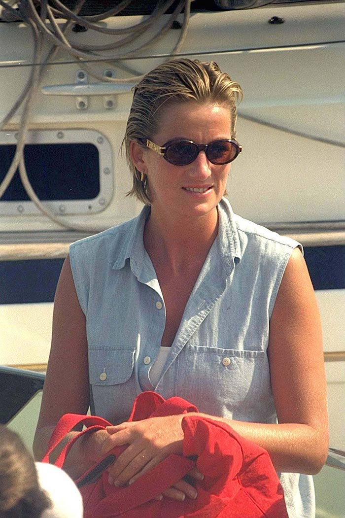 August 22, 1997 A paparazzi photo of Princess Diana at St. Tropez in South  of France, carrying a Louis Vuitton clutc…