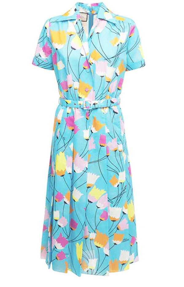 Printed Cotton & Linen Dress, Gucci