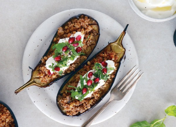 Eggplant stuffed with quinoa
