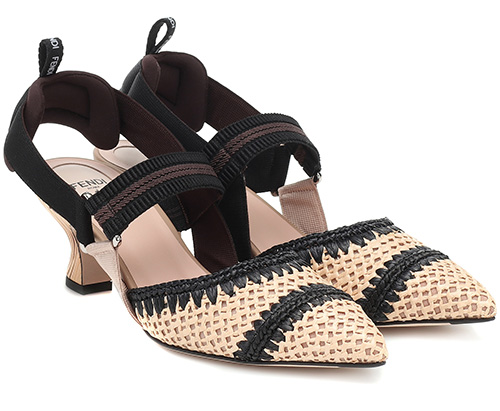 Raffia-slingback-pumps,-Fendi