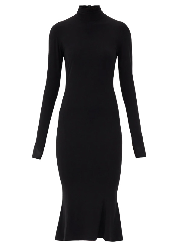 Roll-Neck Stretch Jersey Midi Dress - Norma Kamali