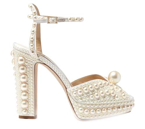 Sacaria/PF 120 Sandals with Pearls in Satin, Jimmy Choo