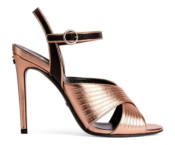 Salmon-metallic-leather-sandals,-Gucci