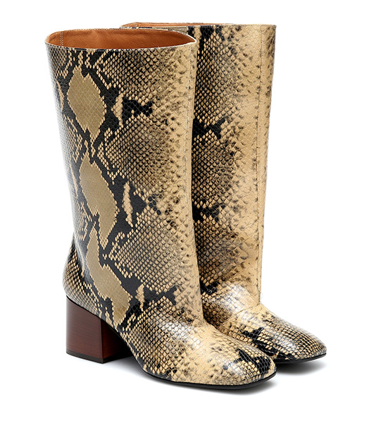Snake-effect-leather-boots,-Marni