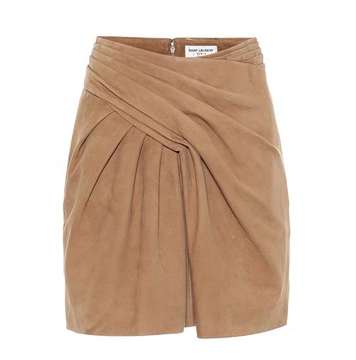 Suede-miniskirt,-Saint-Laurent