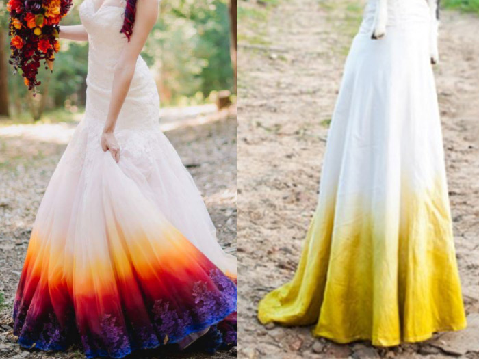 Dip-dyed wedding dresses are the latest fashion craze