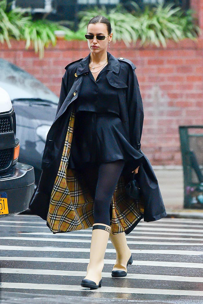 irina-in-burberry-coat-and-Chanel-Caoutchouc-High-Boots-in-black-and-beige