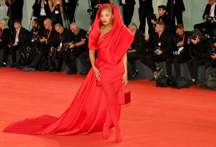 Tessa Thompson Attracts a Lot of Attention in Elie Saab Gown
