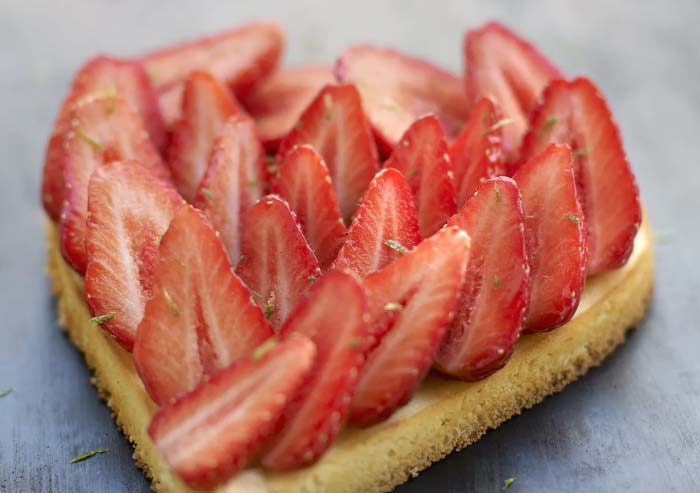 Heart shaped strawberry tart