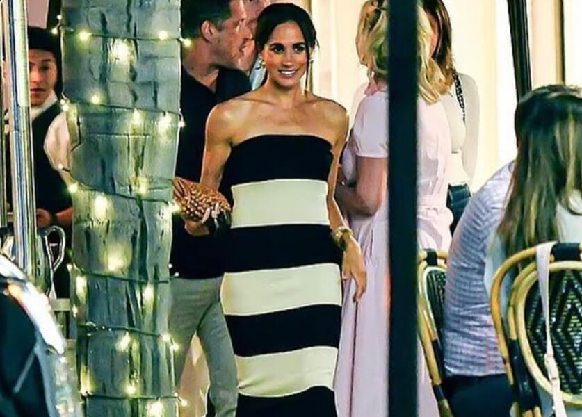 Meghan Markle in Long Striped Dress for her Birthday