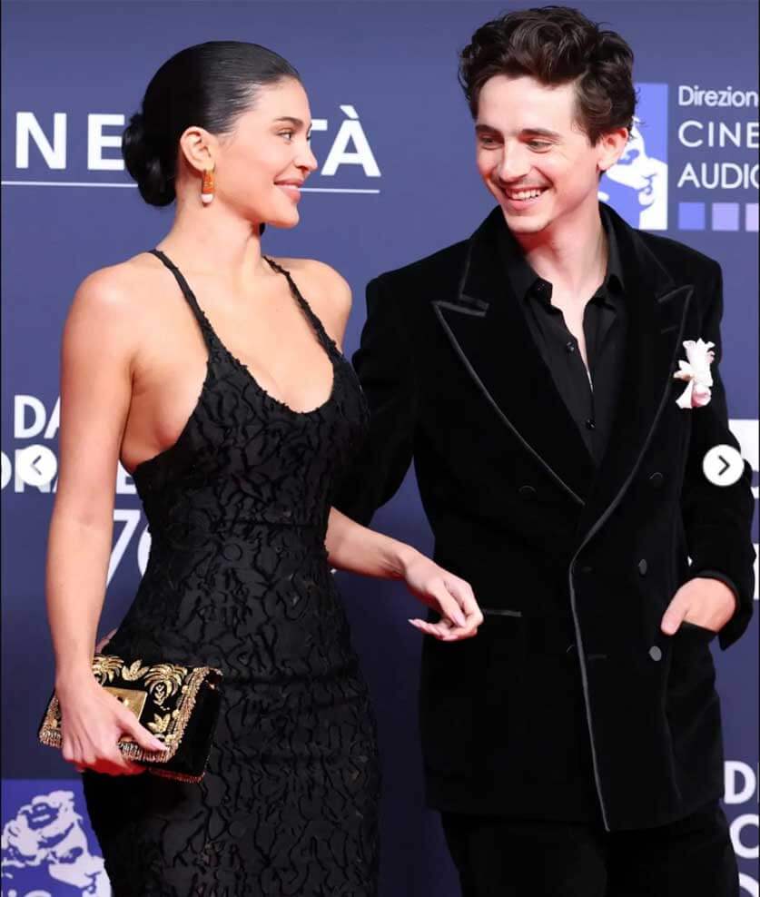 Kylie Jenner in Schiaparelli Dress for Red Carpet Debut  with Timothée Chalamet
