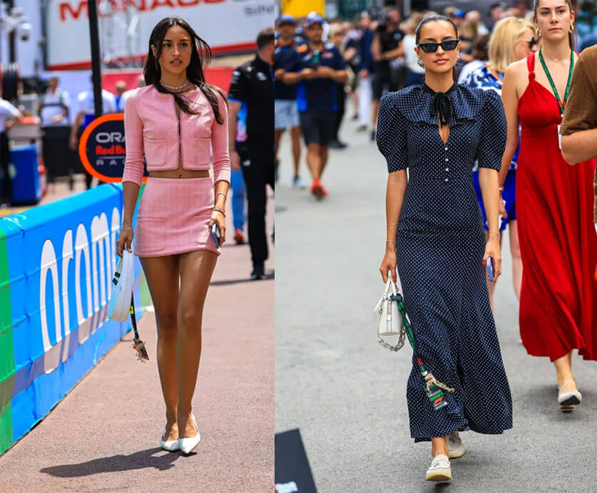 In lace and a Jeweled Bag: Alexandra Saint Mleux’s Elegance at the Latest Formula 1 Grand Prix