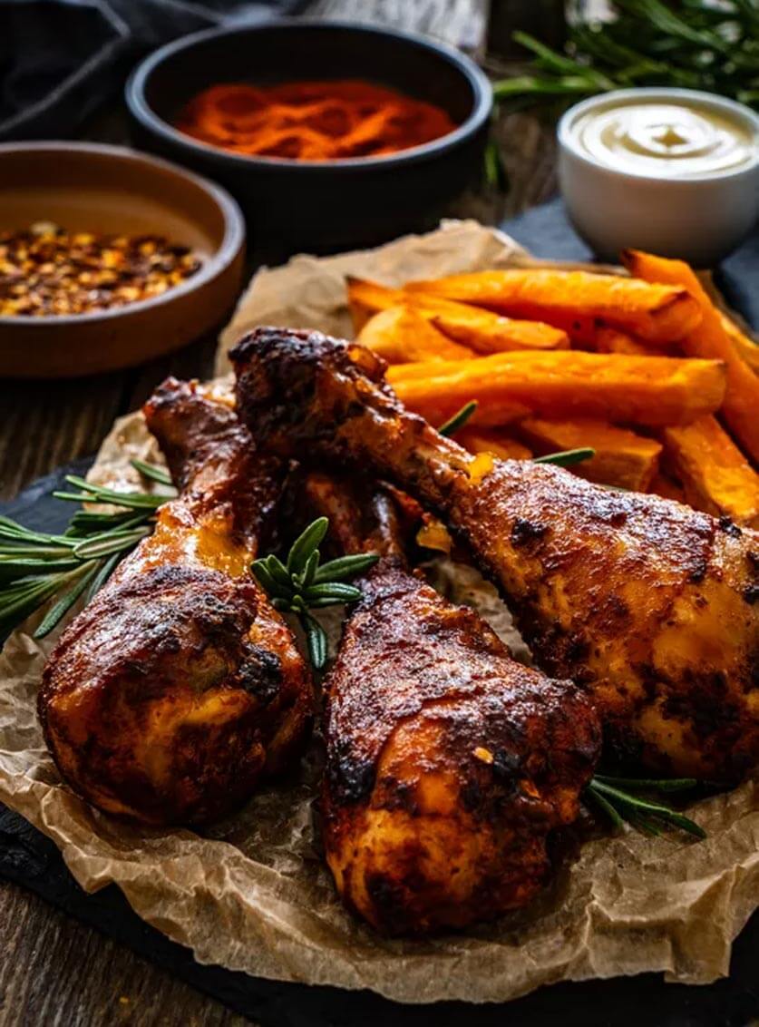 طريقة عمل الدجاج المتبّل مع القرع المشوي