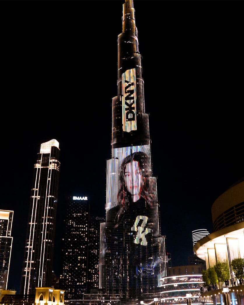Hailey Bieber on Burj Khalifa in Dubai