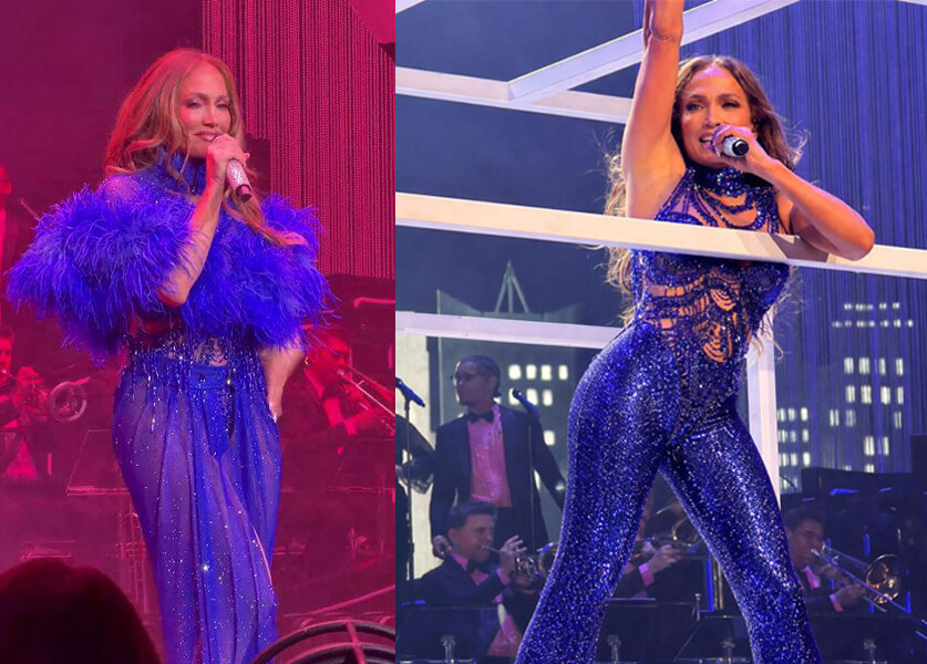 جينيفر لوبيز بتصاميم شربل زوي على مسرح لاس فيغاس