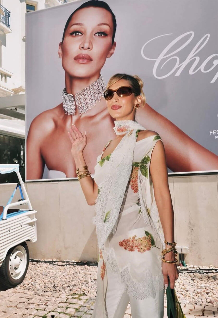 Bella Hadid Revives Vintage Elie Saab on  the Streets of Cannes
